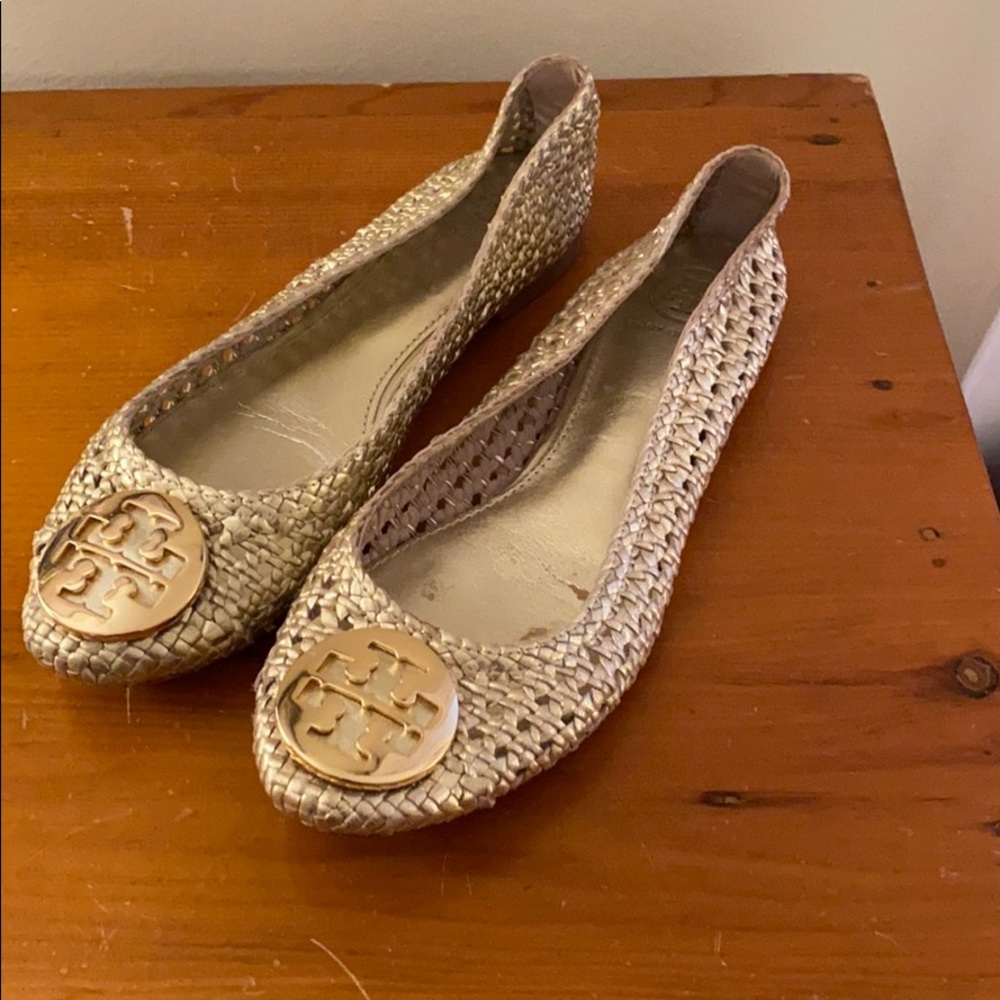 Tory Burch Woven Gold Flats